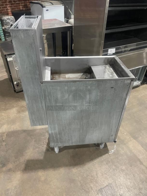 Pitco Frialator 40S commercial deep fat fryer, stainless steel, propane, 40 lb. capacity, with backsplash, on legs.