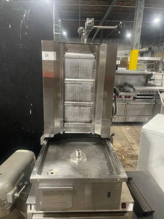 Atalay commercial stainless steel doner kebab machine, 3 burners, individual controls, natural gas, countertop model.