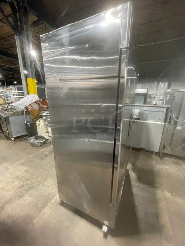 Atosa MBF8503 commercial stainless steel 2-door freezer, 2017 model, Energy Star certified, on casters, with wire racks.