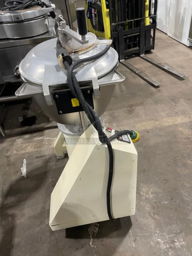 Stephan VCM44 commercial mixer/mincer with stainless steel tilting bowl, electric-powered, on casters, in good condition.