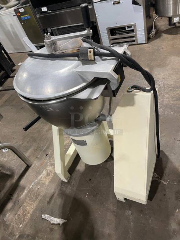 Stephan VCM44 commercial electric vertical cutter/mincer/mixer with tilting stainless steel bowl, 208V, on casters.