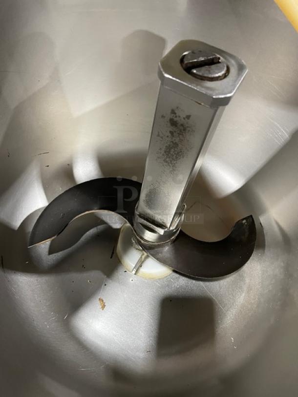Stephan VCM44 commercial vertical cutter/mincer/mixer, stainless steel tilting bowl, visible blades, on casters, 208V.