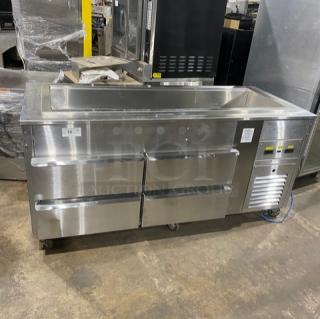 Commercial Stainless Steel Electric Powered 4 Drawer Refrigerated Cold Pan Salad Bar! Model: CUSTOM SN: 0318-12119! 120V 1 Phase! On Casters! - Item #1205542