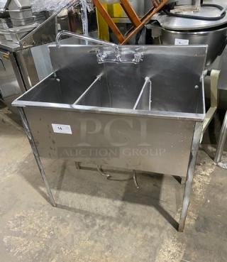 Commercial Stainless Steel 3-Compartment Prep Sink! With Back Splash & Swivel Swing-Spout Faucet! On Legs! - Item #1205543