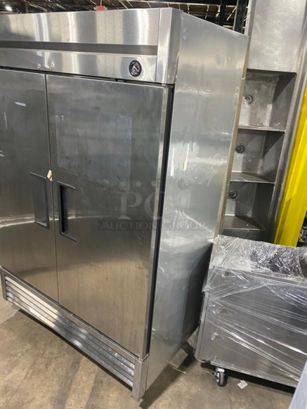 True T-49 Commercial Stainless Steel 2 Door Refrigerator, Energy Star Certified, on Casters, Model SN 8658149.