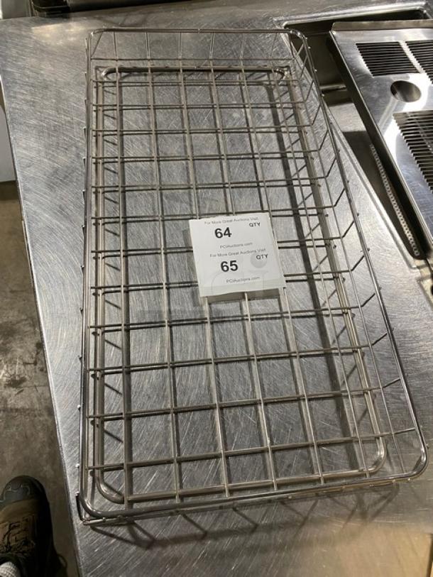 Commercial chrome-plated full-sized bagel/pastry wired rack, durable construction, excellent condition, with identification tag.