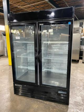 Maxx Cold! 2018! Late Model! Commercial Black Double Glass Swing Door Reach In Merchandiser Refrigerator! Energy Star Certified! With Poly Coated Wired Racks! Model: MXM2-48R SN: 8062835! 115V 1 Phase! - Item #1206728