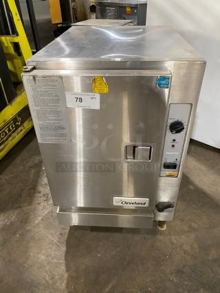 Cleveland Range SteamChef Series stainless steel countertop convection steamer, Model 22CGT6.1, natural gas, Energy Star certified, with built-in pan holding rack, 120V 1 Phase.