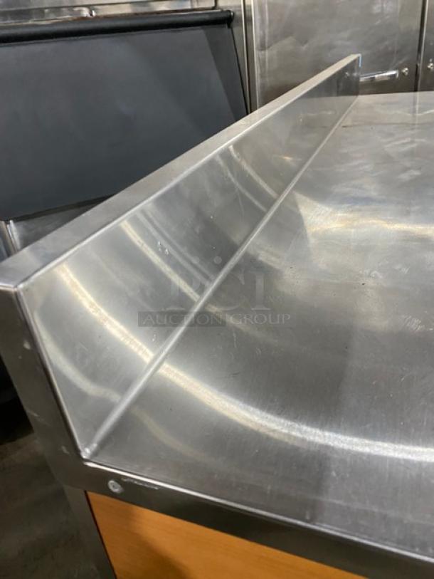 Duke RUF48M stainless steel refrigerated worktop with backsplash. Energy Star certified, poly-coated wire racks included.