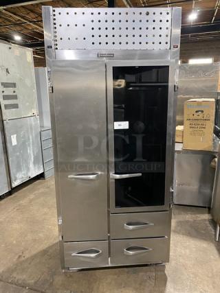 Traulsen Commercial Stainless Steel 2 Door/3 Drawer Space Saving Dual-Zone Refrigerator/Freezer Combo! With Chrome Plated Wire Racks! Model: URS 36 DT SN: M845670 5N! 115V 1 Phase! - Item #1206741