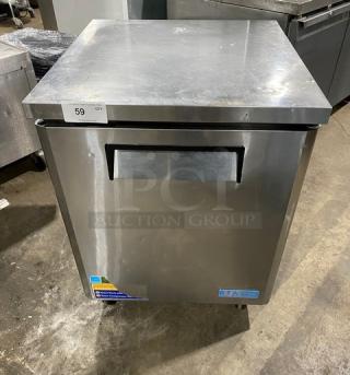 Turbo Air MUF-28 stainless steel undercounter worktop freezer with solid door, on casters, model MUF-28, 115V, clean condition.