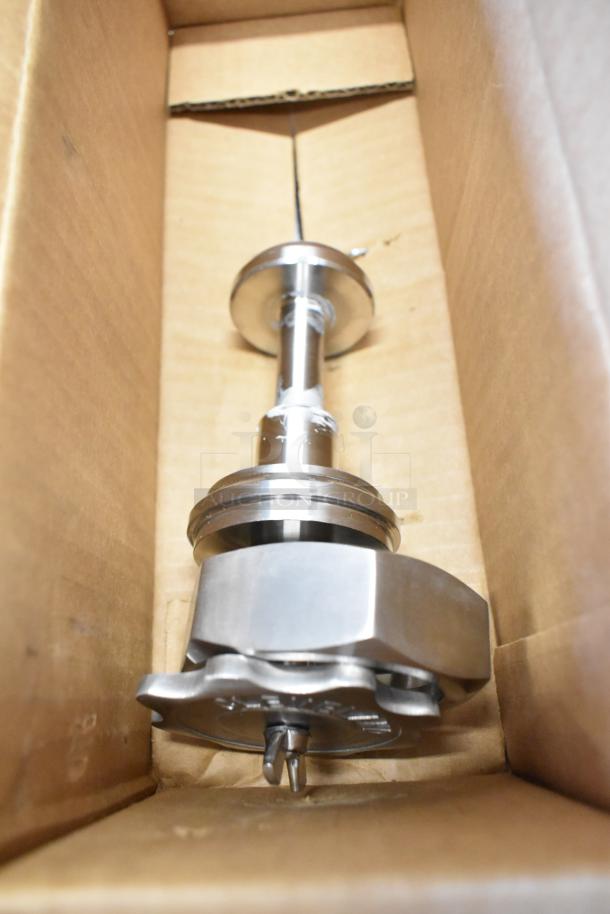 Stainless steel component of Cleveland KDL-25-T steam kettle, new with minor scratches, in packaging.