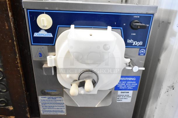Carpigiani LB100/B stainless steel commercial batch freezer with controls. 208/230V, 1 phase. Clean, well-maintained condition.