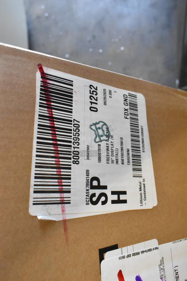 Mettler Toledo UCCW metal commercial countertop food portioning scale, 100-240V, 1 phase. Box labeled with shipping details.