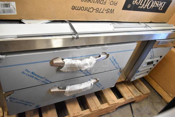 Beverage Air WTRCS48HC stainless steel commercial 2-drawer chef base, brand new, marked with "The Novacel Solution".