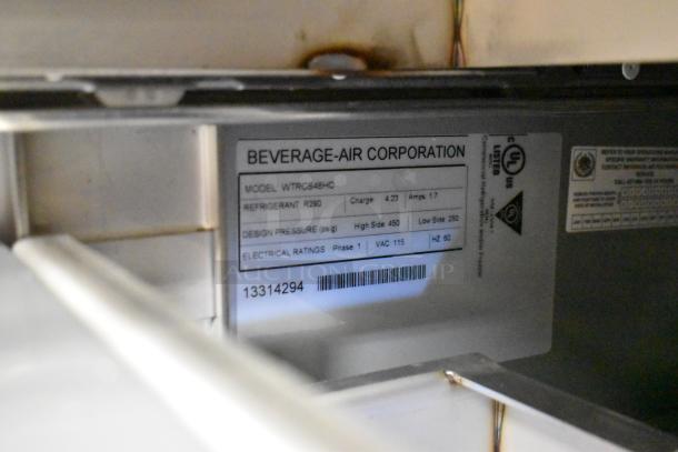 BRAND NEW Beverage Air WTRCS48HC Stainless Steel Chef Base, 2 drawers, 115V, scratch and dent, model label visible.