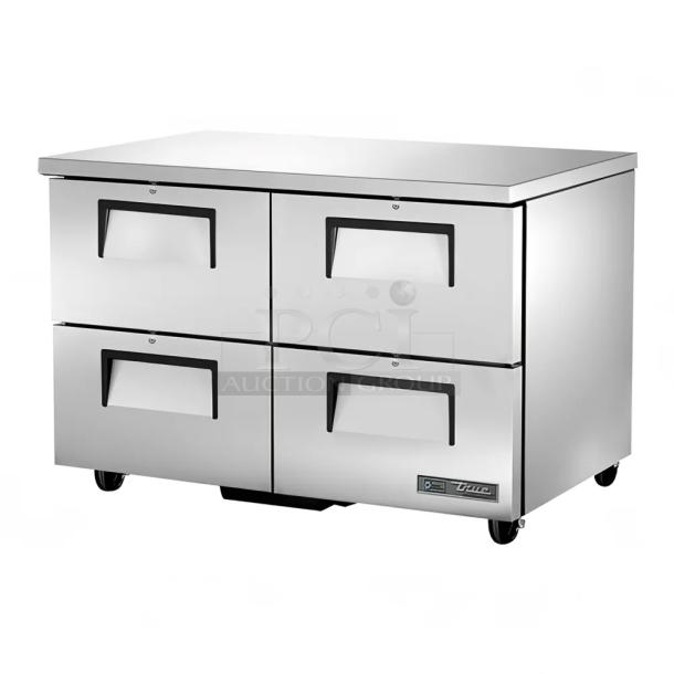 Brand new True TUC-48D-4-HCFSP stainless steel 4-drawer cooler. 115 volts, 1 phase. Durable commercial design.