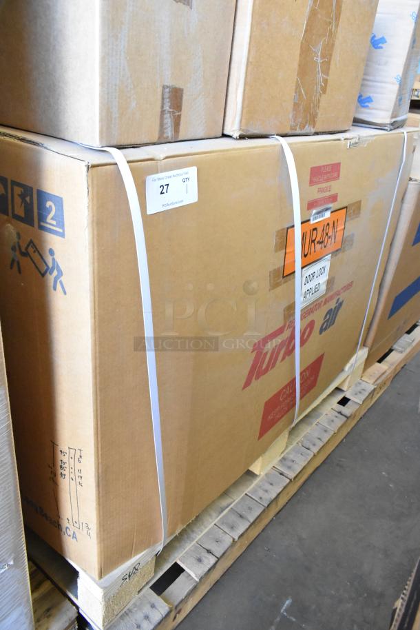 Turbo Air MUR-48-N cooler, brand new in box, commercial 2-door stainless steel, 115V, 1 phase, packaging intact.