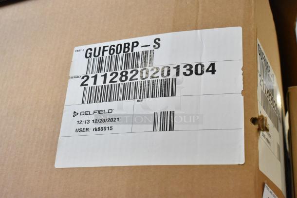 2021 Delfield GUF60BP-S stainless steel 2-door work top freezer, brand new in box, 115 volts, 1 phase. Serial: 2112820201304.