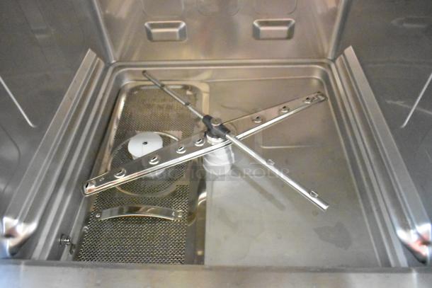 Mainstreet 541HTUC30 stainless steel undercounter dishwasher interior, scratch and dent condition, high-temperature model.