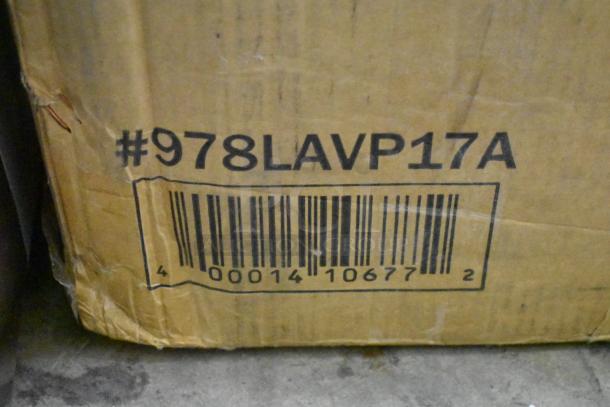 BRAND NEW Lavex 978LAVP17A 17" Rotary Floor Machine, scratch and dent, 110-120V, original box with visible markings.