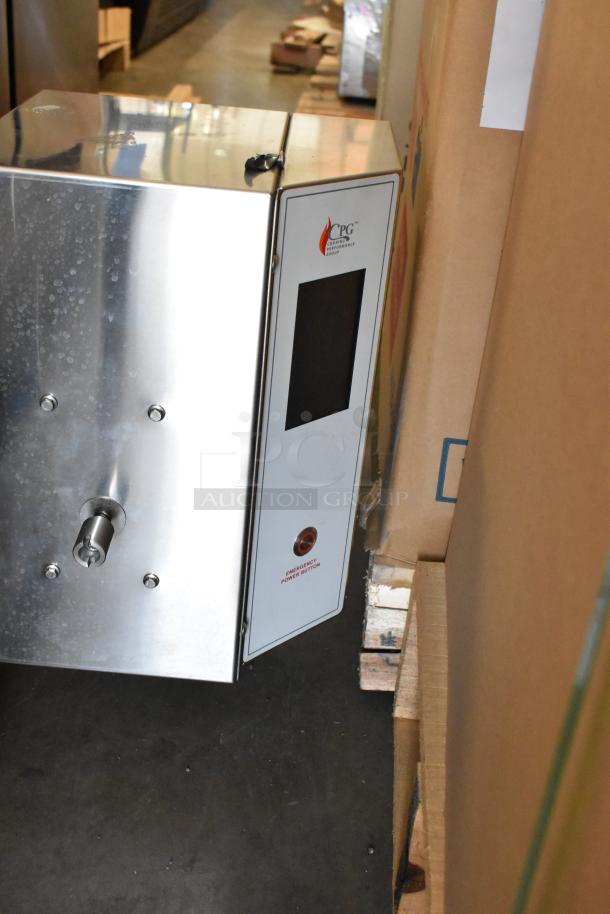 Brand new Cooking Performance Group CPG 351ICOEB stainless steel electric conveyor pizza oven, scratch and dent, missing belt.