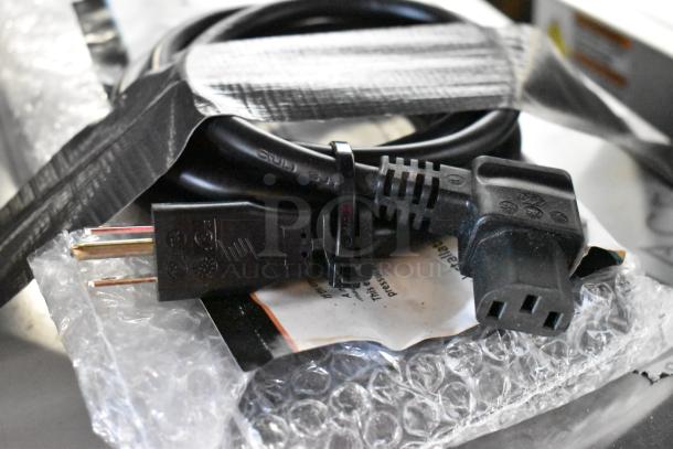 Close-up of power cord for 2024 Narvon 23BCWD8HT water dispenser; 115 volts, 1 phase. Brand new, tagged as scratch and dent.