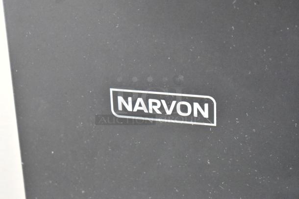 "Narvon 23BCWD8HT water dispenser label, showing brand logo. Offers hot, chilled, ambient, and sparkling options."