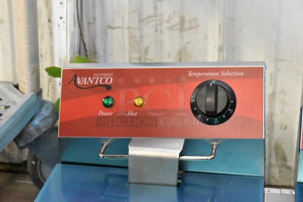 2025 Avantco 177F102 stainless steel 20 lb. dual tank electric fryer. New condition, features control panel with power and hot indicators.