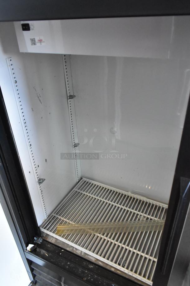 2017 True GDM-41SL-48-HC-LD commercial cooler, poly-coated racks, 2 doors, 115V, clean interior, metal finish.