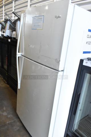 Whirlpool WRT511SZDW00 reach-in cooler with freezer, 115V, 1 phase, white finish, visible labeling and minor dents.