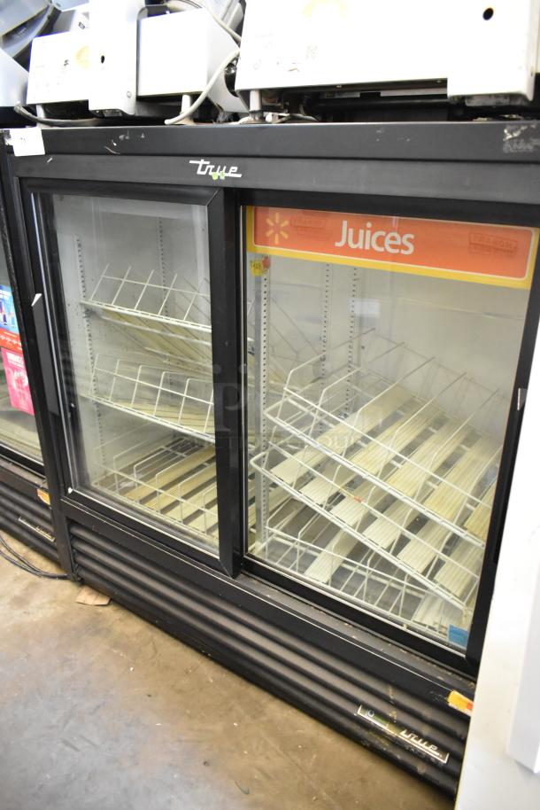 2018 True GDM-41SL-48-HC-LD commercial cooler, 2 glass doors, metal frame, poly-coated racks, 115V, good condition.