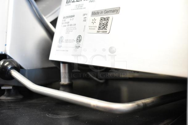 2021 Bizerba GSP H stainless steel meat slicer with "Made in Germany" label, 115 volts, 1 phase.