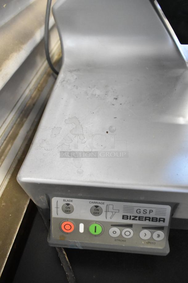 2016 Bizerba GSP HD meat slicer, stainless steel, commercial-grade, visible control panel, 115 volts, used condition.
