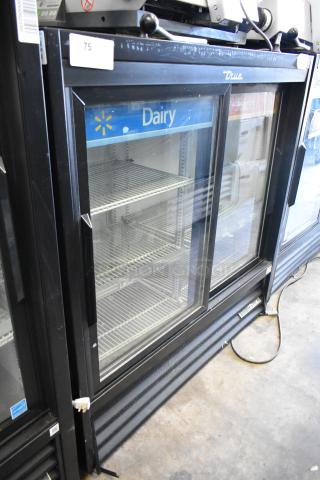 2017 True GDM-41SL-48-HC-LD commercial cooler, 2 glass doors, poly-coated racks, 115 volts, 1 phase, used condition.