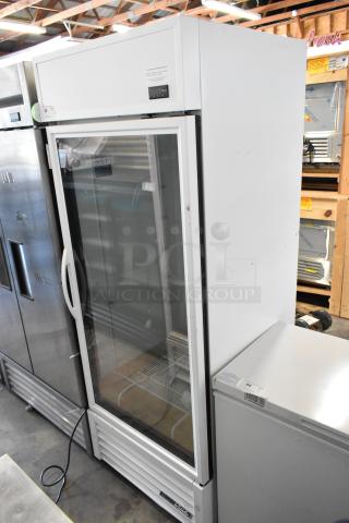 2021 True TSCI-600R-G-PH commercial single door reach-in cooler, metal, poly coated racks, 115V, 1 phase, glass door.