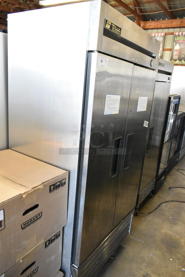 2016 True T-35 stainless steel 2 door reach-in cooler, poly coated racks, commercial casters, 115V, Model T-35.