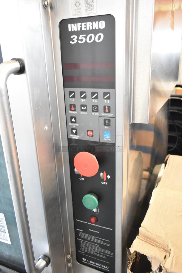 Hardt Inferno 3500 rotisserie oven, 40 bird capacity, stainless steel, natural gas, 76,000 BTU, control panel view.