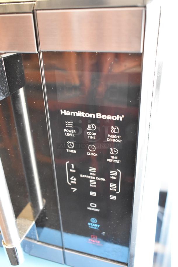 Hamilton Beach HB61B100027880 stainless steel microwave, digital control panel, 115 volts, 1 phase, new condition.