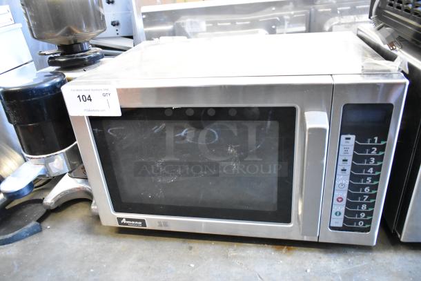 2021 Amana RCS10TS metal countertop microwave oven with digital keypad, 115 volts, 1 phase, with included plate.