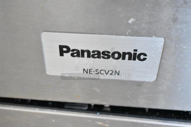Panasonic NE-SCV2N stainless steel rapid cook oven, commercial, 208/240V, 1 Phase. Model label visible on unit.