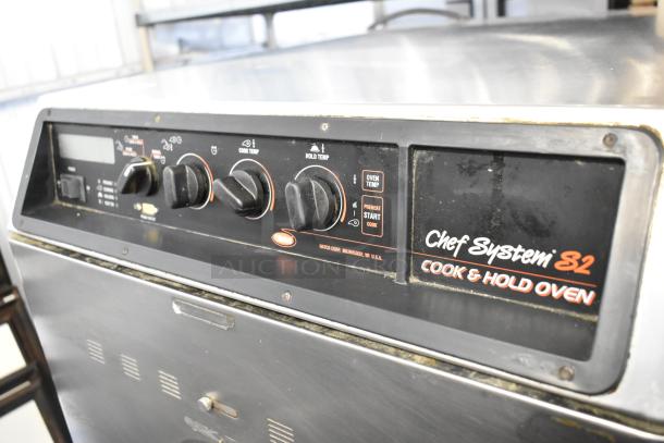 Hatco CS2-10 Chef System S2 stainless steel cook & hold oven, control panel view, on commercial casters, 240V, 1 phase.