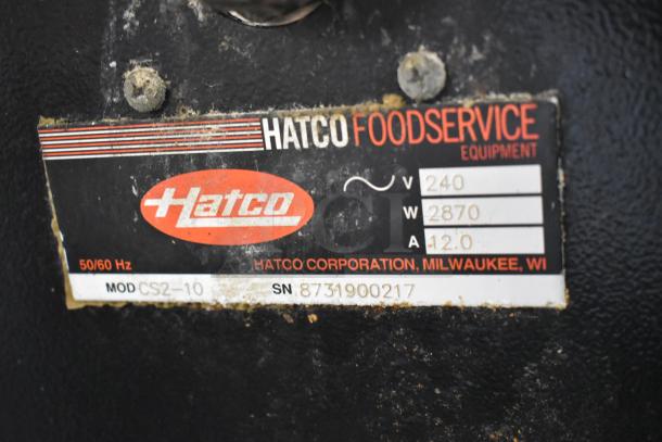 Hatco CS2-10 Chef System S2 stainless steel cook & hold oven label, 240 volts, 2870 watts, serial number 8731900217.