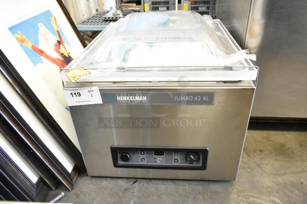 Henkelman Jumbo 42 XL ETL stainless steel vacuum sealer; commercial countertop model; 110-120V, 1 Phase.