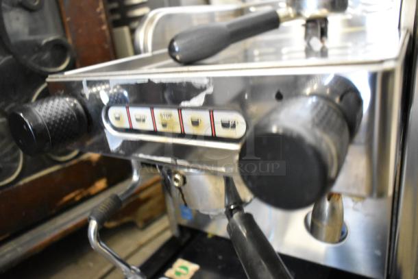 La Cimbali M21 Junior NF stainless steel espresso machine with portafilter, steam wand, and control panel. Single group, 120V.