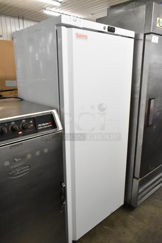 Galaxy 177GRI20FW metal single door reach-in freezer, 115V, 1 phase, in good condition, with visible Galaxy logo at the top.