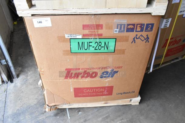 Brand new Turbo Air MUF-28-N stainless steel undercounter freezer in original box. 115V, single phase. Model noted on box.