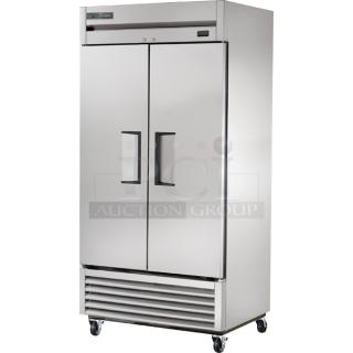 Brand new 2021 True T-35-HC stainless steel commercial cooler, 2 doors, 115 volts, 1 phase, mint condition.