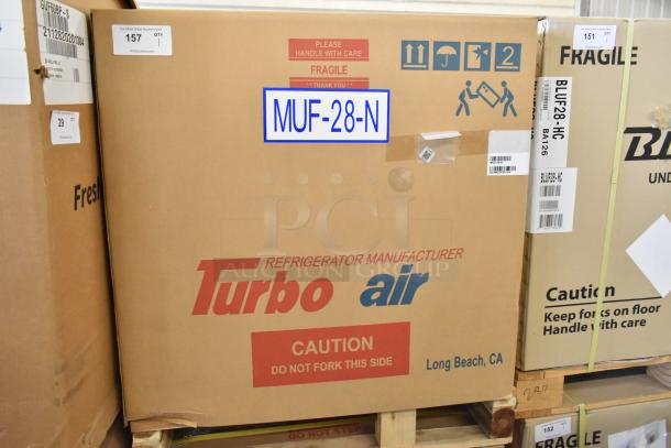 Brand new Turbo Air MUF-28-N single door undercounter freezer in box, 115 volts, 1 phase, stainless steel.