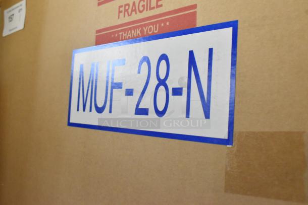 Brand new Turbo Air MUF-28-N stainless steel commercial freezer in box, 115V, single door, undercounter model.